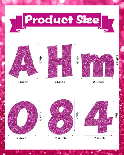 Image of 237 Pcs Glitter Bulletin Board Letters, Numbers and Punctuation 4 Inch | Cut Out Letters for Bulletin Board Decorations, Poster Board Letters Alphabet Cutouts for Classroom Wall Decor (Hot Pink)