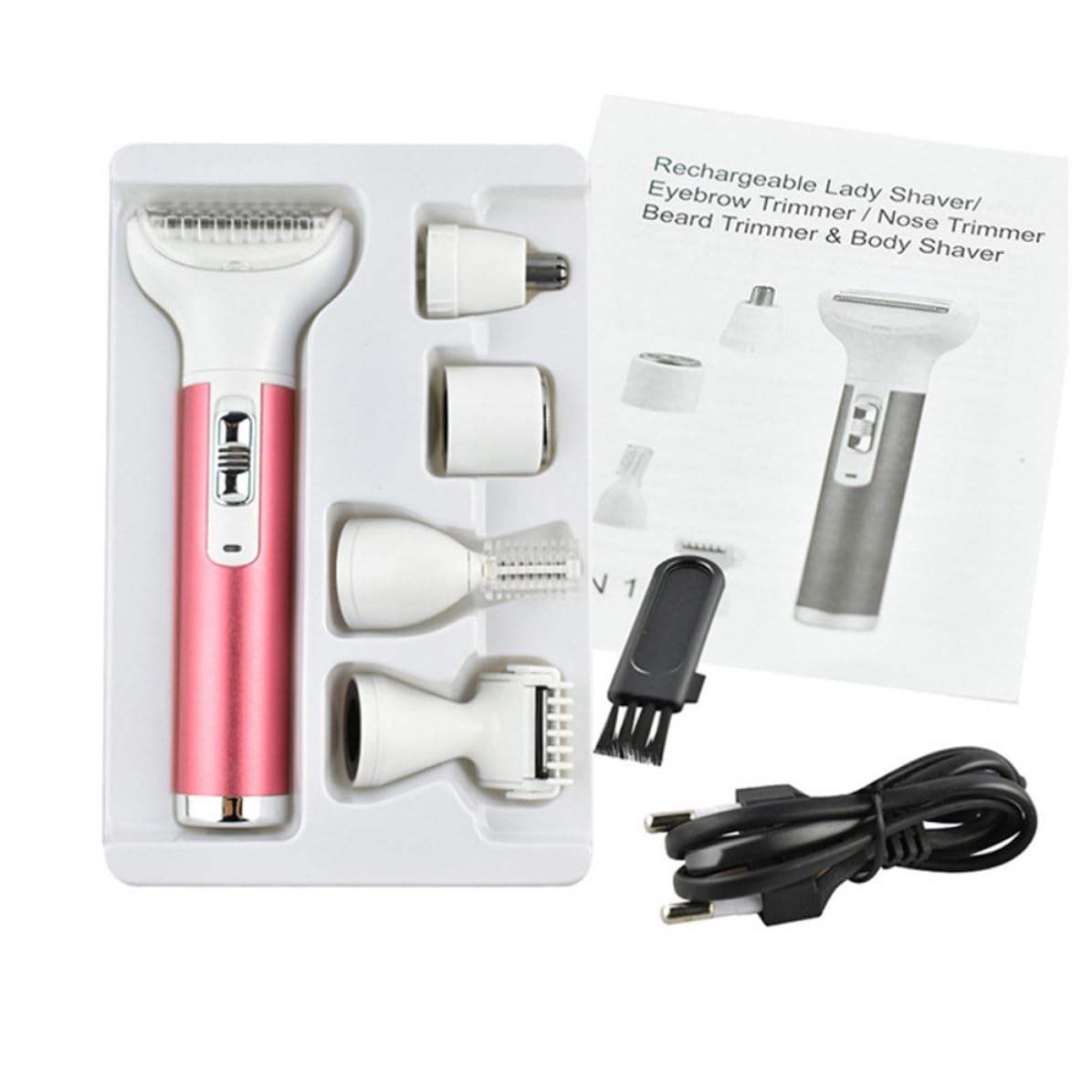 Afeitadora Eléctrica Mujer Recargable USB Roja, Depiladora Facial y Corporal Cuchillas Precisas, Recortadora Cejas y Vello Nasal para Cuidado Personal Diario