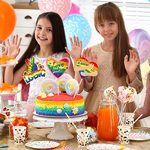 20Pcs Rainbow Cupcake Toppers Pride Month Cupcake Topper Toothpicks Lgbtq Gay Rainbow Cupcake Topper Picks Flag Heart Rainbow Cake Decorations Party Supplies #TOP6