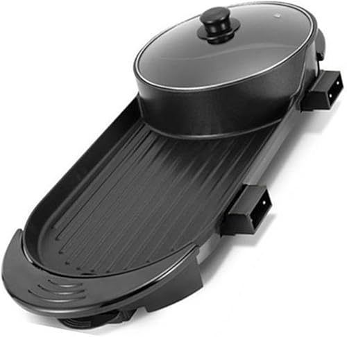 Miniatura 4 de Parrillas eléctricas ollas 2 en 1 ollas antiadherentes interiores y plancha para barbacoa Control de temperatura de 5 engranajes Calefacción cocina