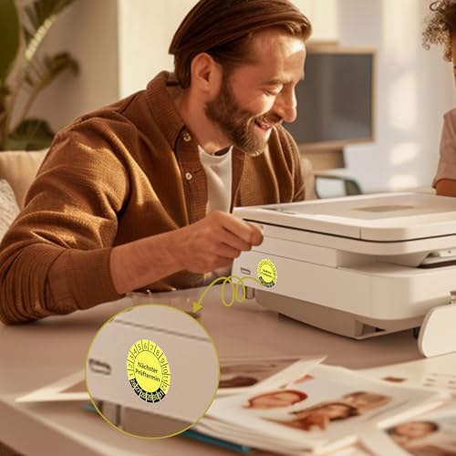 RDTOK 500 Stück Nächster Prüftermin Prüfplaketten 25 mm Ø Gelb, Prüfplaketten für Leitern und Tritte, Mehrjahresprüfplaketten 2026–2031 für Industrie, Maschinen und Elektrogeräte