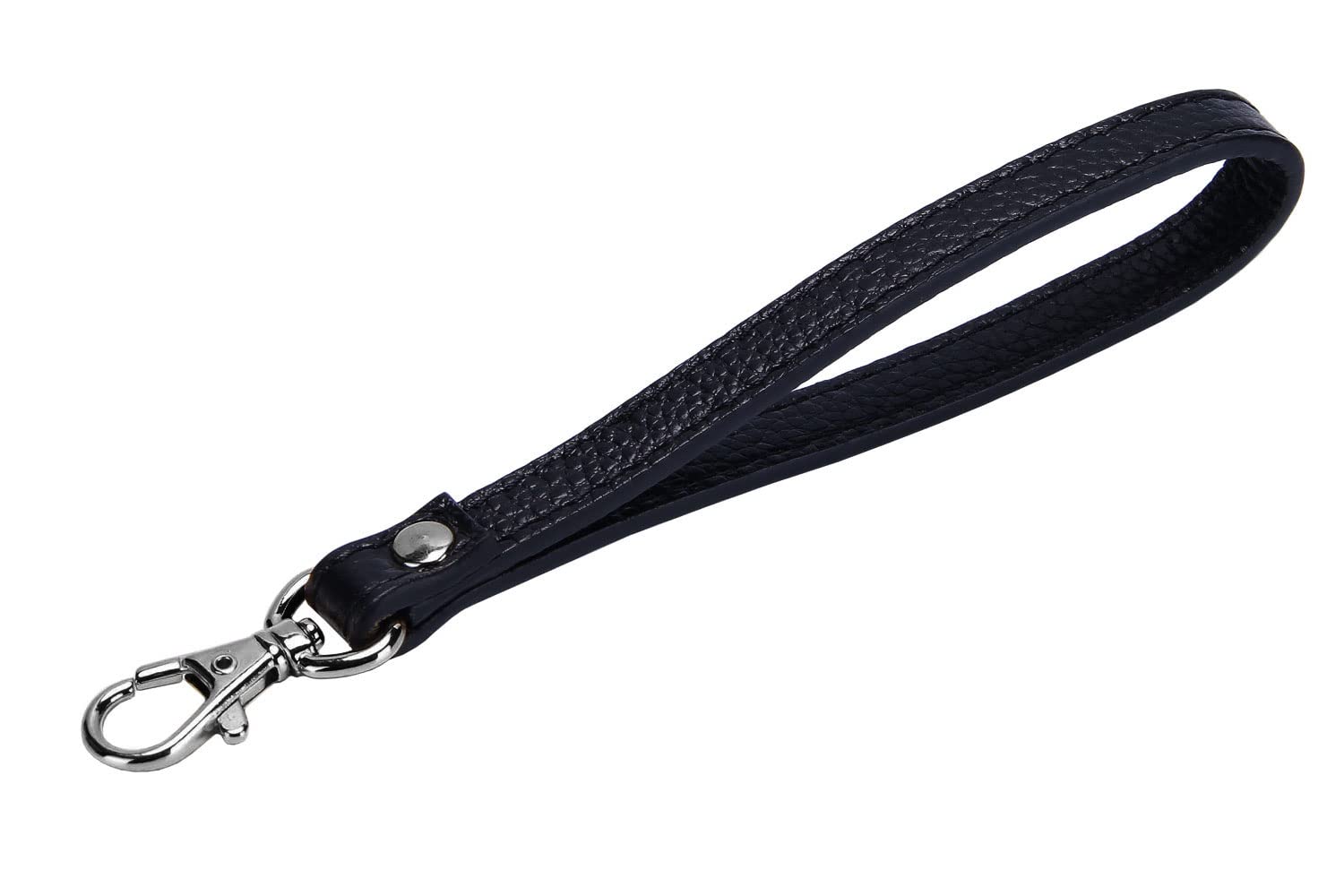 Vanenjoy Women's Black-Grey Metal Genuine Leather Keychain Wristlet Keychain Strap For Wallet Purse Clutch Cellphone Wristlet Key, 7.1" X 0.47"
