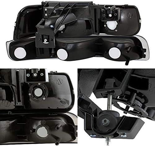 AKKON - For Black Smoke 99-02 Sivlerado 00-06 Suburban Tahoe Headlights Lamps + Bumper Signal Lamps 4pcs Set