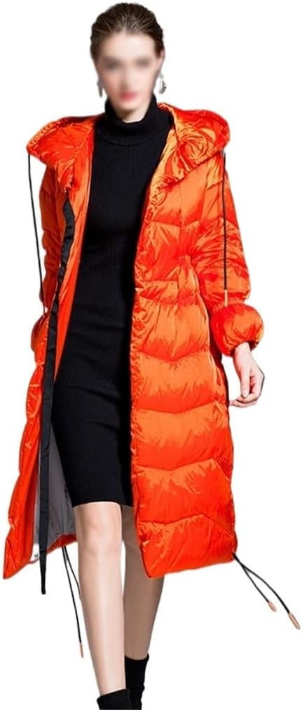 Women's Thickened Down Jacket Mid-length Glossy Loose White Duck Down Jacket