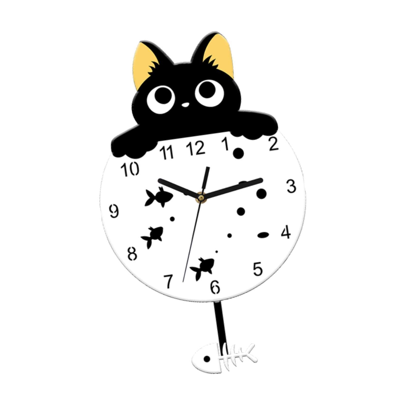 Horloge murale chat silencieuse sans tic-tac pour chambre et studio