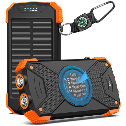 BLAVOR Solar Power Bank 10,000mAh, Portable Wireless Charger, 20W Fast Charging External…
