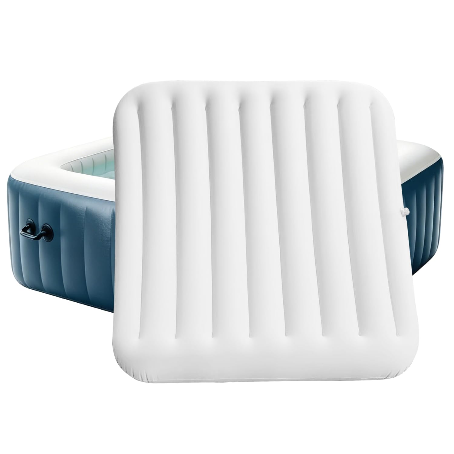 KEAGAN Inflatable Hot Tub Cover, 140cm*145cm Energy Saving Lid for Square Hot Tub, Outdoor Inflatable Hot Tub, with Handle, Foldable Protective Rain Overflow Cover for Inflatable Outdoor Hot Tubs