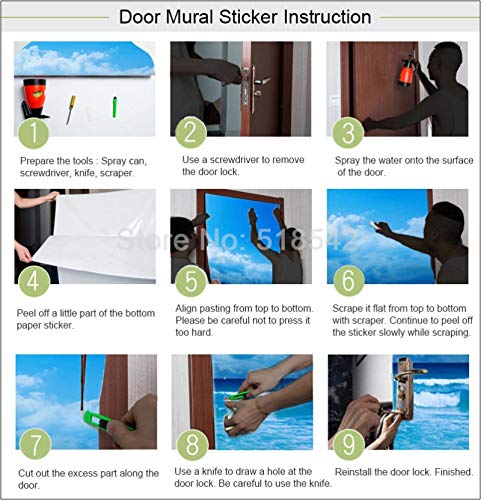 KGKBH Adesivo per porta sfondo 3D Famoso