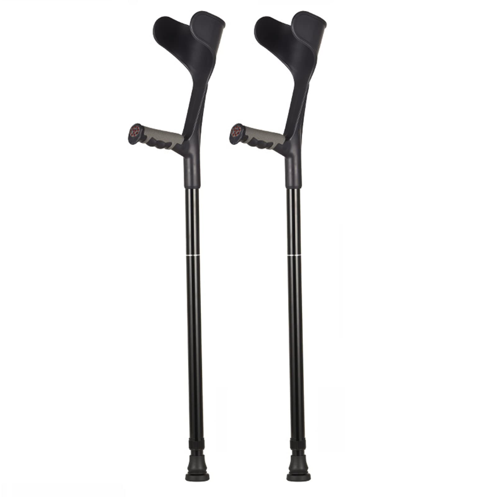 Par de Muletas Plegables para Adulto, Muletas de Antebrazo Aluminio con Altura Regulable 93-116cm, Muletas Ortopédicas, 2 Unidades (Color : Black)