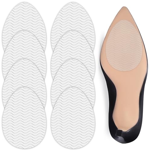 8 Stück Gummisohlen zum Aufkleben,Silikon Rutschfeste Schuhsohlenpolster,Selbstklebende Schuhsohle Antirutsch für Schuhe,Anti Rutsch Sohle Pads,für Schuhe und High Heels,Sohlenprotektoren(Transparent)