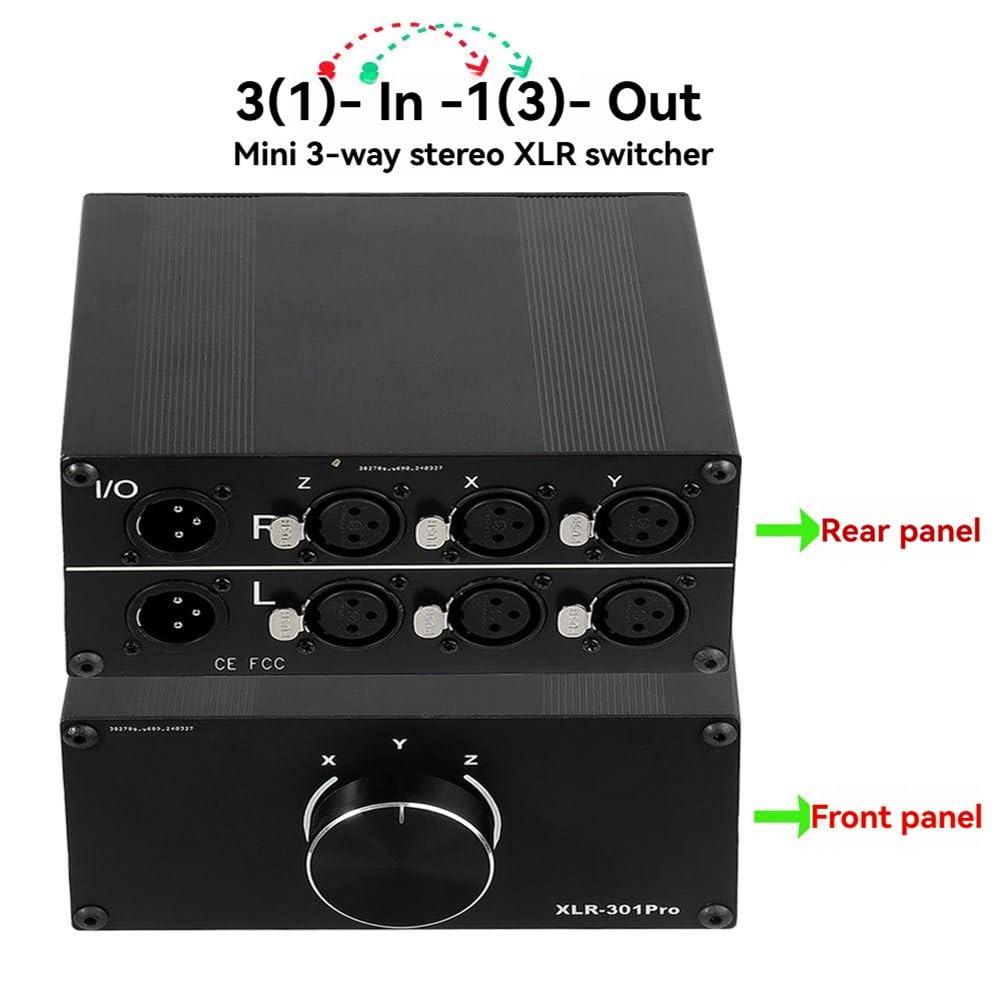 3-drożny przełącznik sygnału stereo XLR pasywny przełącznik wyboru sygnału audio zbalansowany 3 w 1 wyjście selektor audio przełącznik wyboru audio