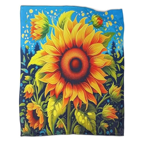 Couverture tournesol 3D en peluche microfibre douce chaude 100x130 - 3