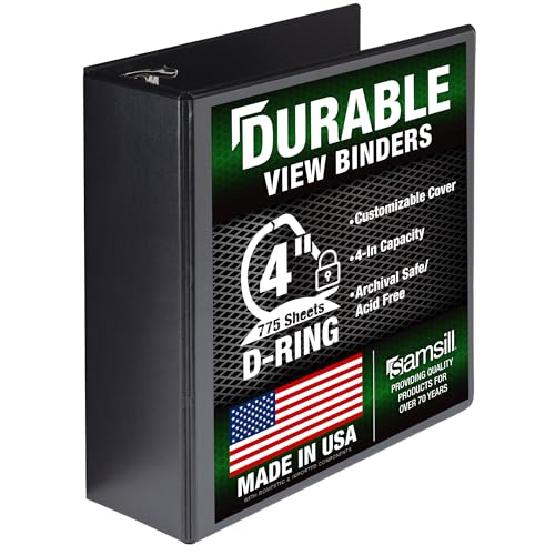 Image of Samsill Durable 4 inch 3 Ring Binder, D Ring Binder, 100% Recycled Chipboard, Black, Pallet of 216 Binders in 36 Cartons