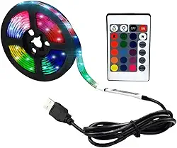 Fita Led 5050 Rgb Controle Remoto 2metros 5v Usb Para Televisão Computador Carro