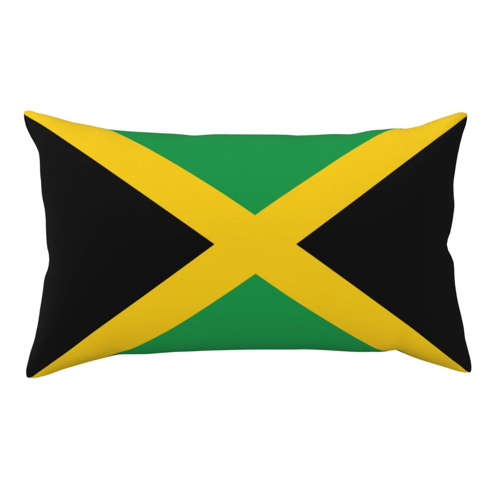 Flag of Jamaica Double Sided Fluffy Pillow Cover 20x36 Printed Soft Plush Decorative Case for Sofa Living Room