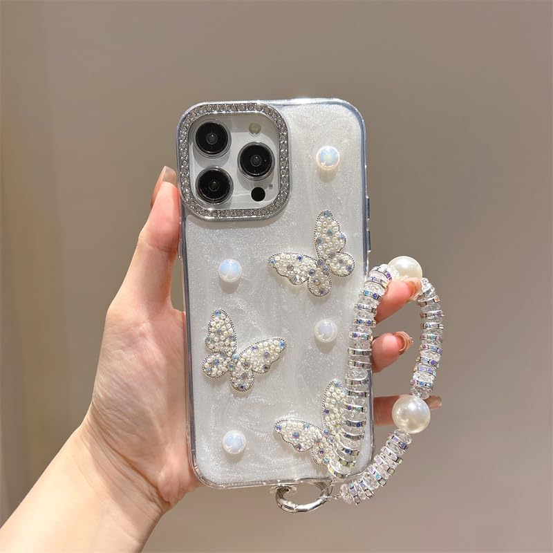 WOWUDI Funda para Huawei Nova 7 – TPU Semitransparente con Lazos 3D y Perlas,aro de cámara Brillante,Bordes galvanizados,Funda antigolpes-Blanco