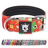 TSPRO タクティカルドッグカラー 1.5インチ幅 太め設計 ヘビーデューティメタルバックル付き 耐久性 強力 調節可能 中型から大型犬用(クリスマスレッド，Christmas Red-M)
