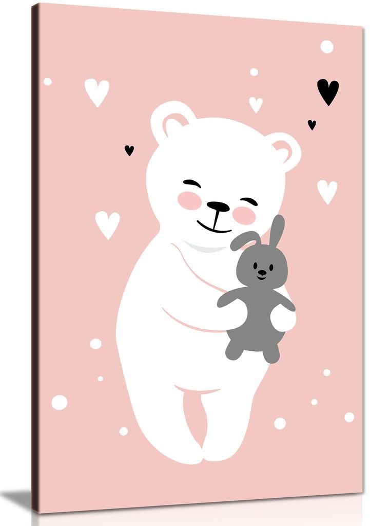 Panther Print, Canvas Wall Art for Baby Room, Framed Pictures for Kids Bedroom, Ready to Hang Nursery Decor, Cute Teddy, Art Prints for Special Occasions (24x16 Inch) — image 1