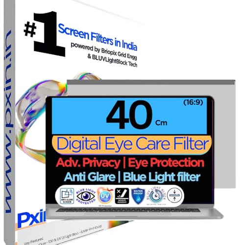 Image of Pxin 40Cm (16:9) Laptop Privacy Screen | Digital EyeCare Filter | 99% UV (A /B /C) Block | Anti Glare | Side View Blocker | Adv. Laptop Privacy Protector