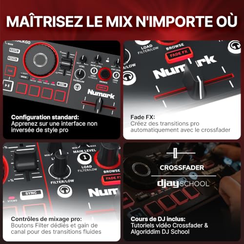 Numark MixTrack Go Controleur DJ Bluetooth Compact avec Stems – vue 3
