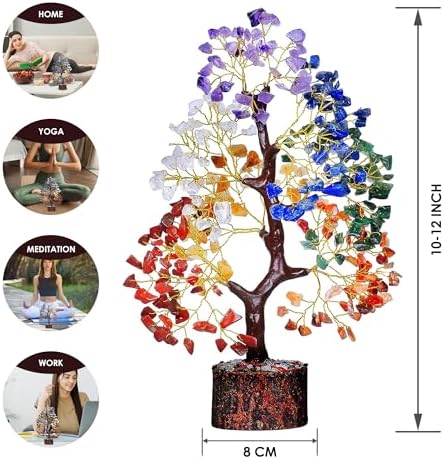 Simply Vedic 7 Chakra Tree of Life for Positive Energy| Natural Healing Crystal Gemstone, MoneyTree, Feng Shui, Good Luck|Chakra Activation|Home Decor|Ideal for Gifting| Handmade by Tradional Artists