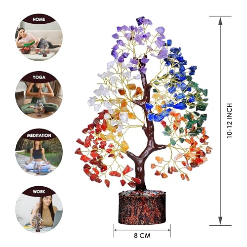 Simply Vedic 7 Chakra Tree of Life for Positive Energy| Natural Healing Crystal Gemstone, MoneyTree, Feng Shui, Good Luck|Chakra Activation|Home Decor|Ideal for Gifting| Handmade by Tradional Artists