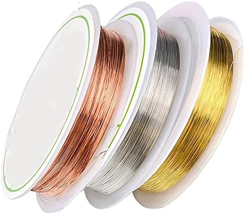 ART IFACT 60 Meters of Copper, Silver and Brass Wire - 20 Meters Each of 32 Gauge, 0.27mm/thin Wire for Craft, Jewellery Making, Beading