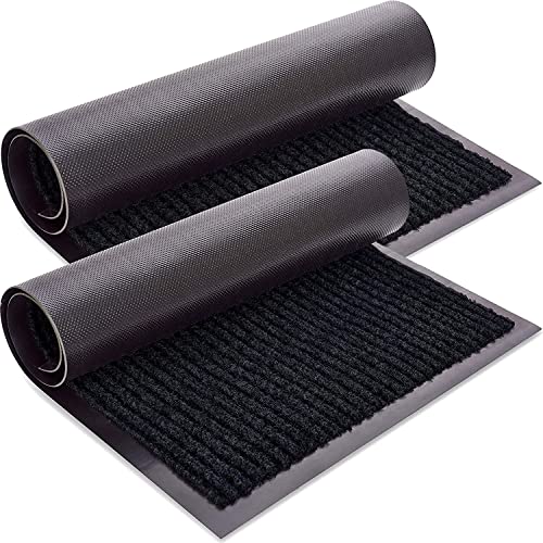 KEIBIKEIDI Durable Indoor & Outdoor Door Mat Welcome Mat Entrance Mat for Shoe Scraper, Ideal for Inside Outside Home or office High Traffic Area, 17" x 30", Black
