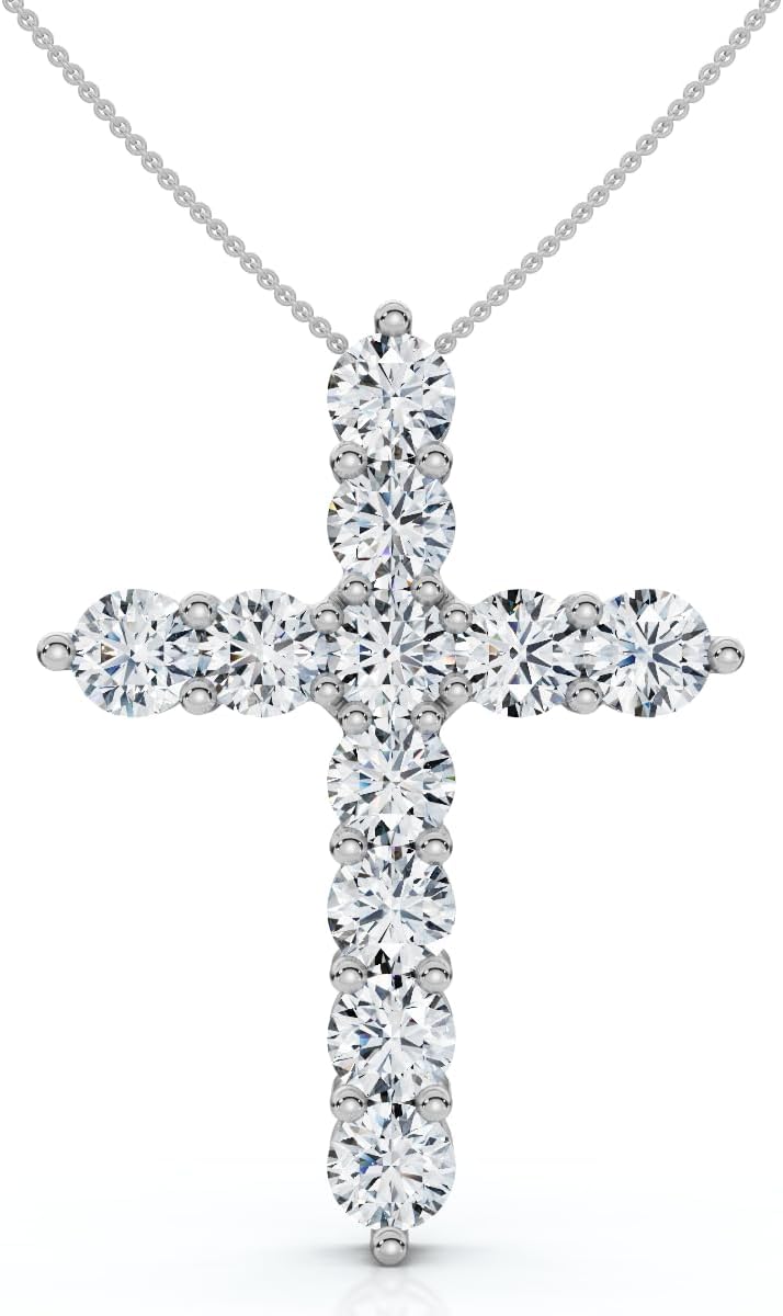 Pompeii 2Ct TW Diamond Cross Women's Necklace 14k Gold Lab Grown 1" Tall (G/H,VS1-VS2)