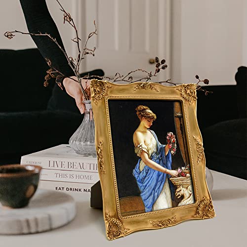 Kilarero 8X10 Inch Gold Vintage Picture Frame, Elegant Antique Photo Frames With Glass Front, Tabletop Wall Hanging, Gift Ideas, Vine Pattern, Photo Display (8X10 Inch, Gold) #TOP3