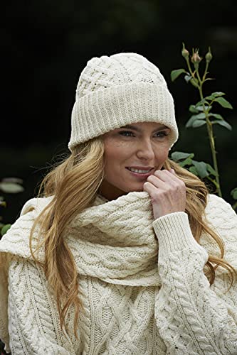 Aran Crafts Irish Soft Cable Knitted Trellis Pattern Scarf (100% Merino Wool)2