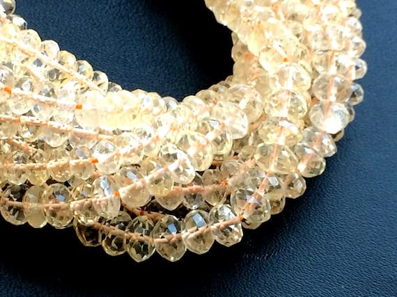 Perles de citrine naturelle 5mm pour réparer ou fabriquer un collier en pierres