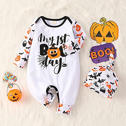 Thorn Tree Infant Newborn Baby Girl Boy Long Sleeve Romper Unisex Baby Halloween Outfits 2Pcs Hat+Jumpsuit Clothes Set2
