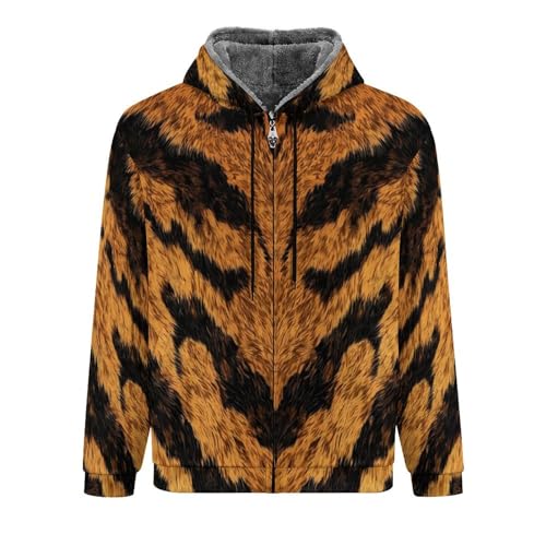 Manteau chaud homme contre le froid hivernal sweat zippé doublé polaire tigre