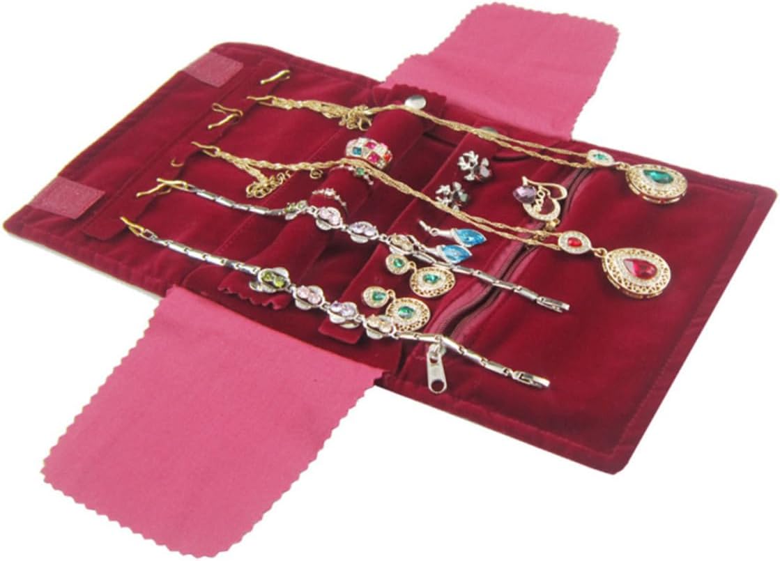 3 Pcs Jewelry Container Trendy Chain Travel Jewelry Case Necklace Holder Organizer Display Jewelry Organizer Rings Gold Emerald Jewelry Storage Pouch Jewelry Storage Bag Red