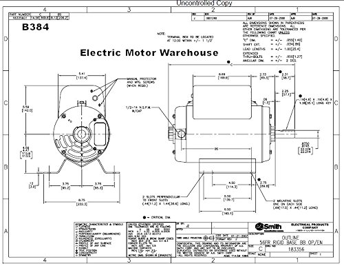 5 HP 3450rpm R56Y Frame 208-230 Volts Replacement Air Compressor Motor - AO Smith Electric Motor #B