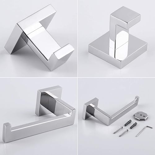 Miniatura 10 de Kit de accesorios de baño de 3 piezas, juego de accesorios de baño de acero inoxidable cepillado montado en la pared, incluye anillo para toalla de