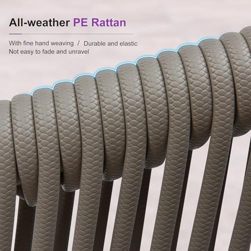 Image of PURPLE LEAF Outdoor Dining Set for 6 with Sunbrella Cushion Armchairs Grey