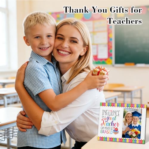 Image of FLYAB Teacher Picture Frames Teachers Appreciation Gifts for Graduation Retirement Back to School 4x6 Photo Frame Wood Leather Frame