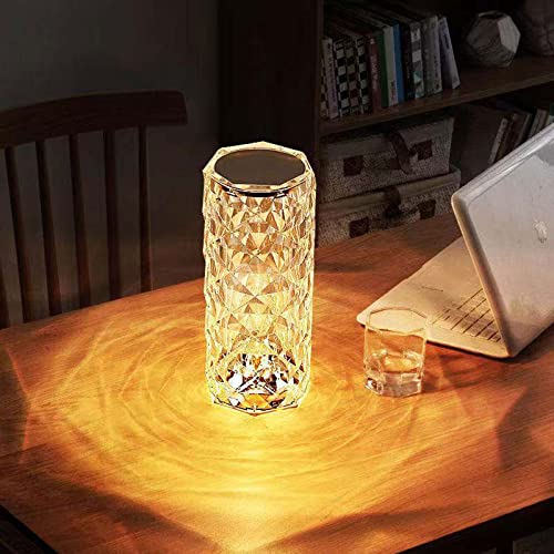 Gutsyluv Crystal Diamond Table Lamp 16 Color Changing Rgb Touch Control Bedside Lamp Usb Romantic Rose Acrylic 3D Night Light With Remote For Mother's Day Valentines Wedding Decoration #TOP6