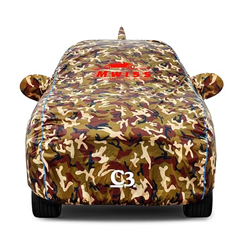Image of Waterproof Car Cover for Citroen C3 | Dustproof, UV & Scratch Resistant Soft Cotton Lining | Triple Stitched, Mirror Pockets & Elastic Hem | Jungle