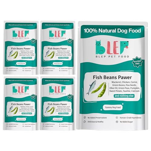 Image of BLEP Fish Beans Natural Dog Food 500g (5 Packs of 100g) | Zero Preservatives|Aids Joint Health & Digestion|Collagen Rich| Human Grade, Natural Wet Dog Food|Ideal for All Breeds