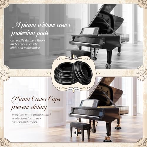 Image of 3 Pcs Piano Caster Cups Hardwood Floors, Grand Piano Floor Protectors, Heavy Duty Non-Slip Felt Bottom Leg Pads for Furniture (Double Layer,Pure Rubber)