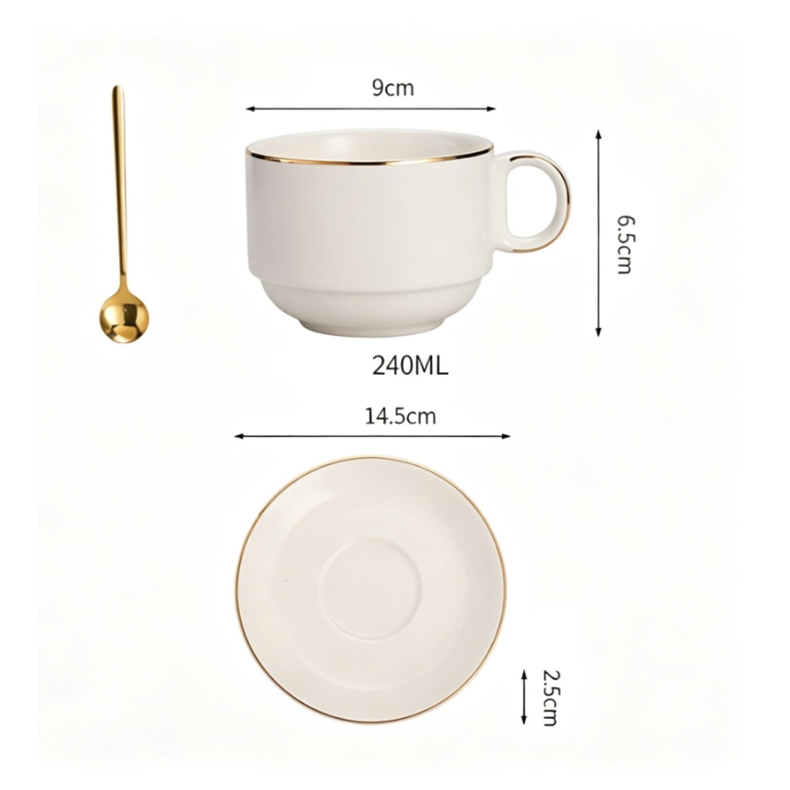 Juego de Tazas de Porcelana, Tazas de Café (WHITE)