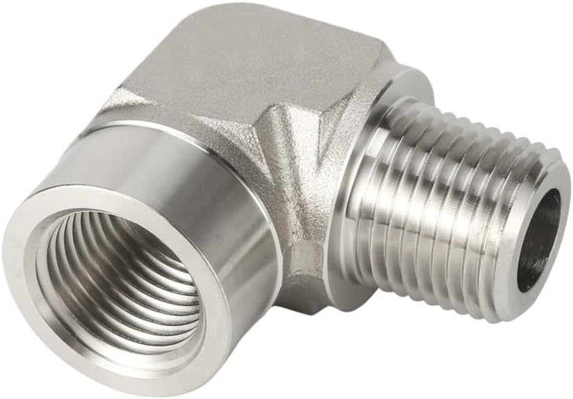 SS316 Female to Male ELBOW NPT BSPT 1/8" 1/4" 3/8" 1/2" 3/4" Connector Adapter 3000psig 20MPa Pipe Fitting Stainless Steel(NPT Thread Elbow,3/8")