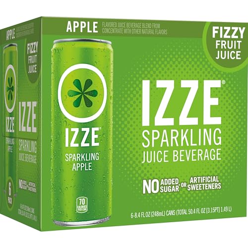 IZZE Sparkling Juice Beverage Blend, Apple, No Sugar Added, 8.4 F...