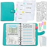Wollfilz Mintblau budget planner geldumschläge geld organizer mappe sparbuch mit folien A6 Ordner Notizbuch Planer Persönlich mit Budget Zubehör Kit-Harphia
