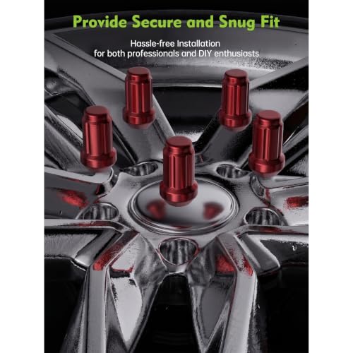 Image of AUTOPTIM M12x1.5 Spline Lug Nuts - 20Pcs Red Closed End Nuts with Socket