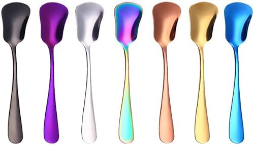 Miniatura 4 de Hoshen 3 cucharas de acero inoxidable para helado, cuchara de acero inoxidable de 5.3 pulgadas para té, azúcar, cuchara para revolver, perfecta para