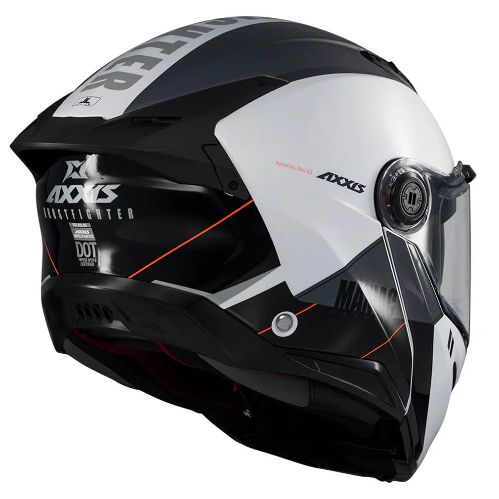AXXIS Ghostfighter SV Maniac Blanco Negro Brillo - Casco de Moto Modular Abatible Diseño Streetfighter con Visor Solar - Unisex Hombre y Mujer - Homologado P/J ECE 22.06